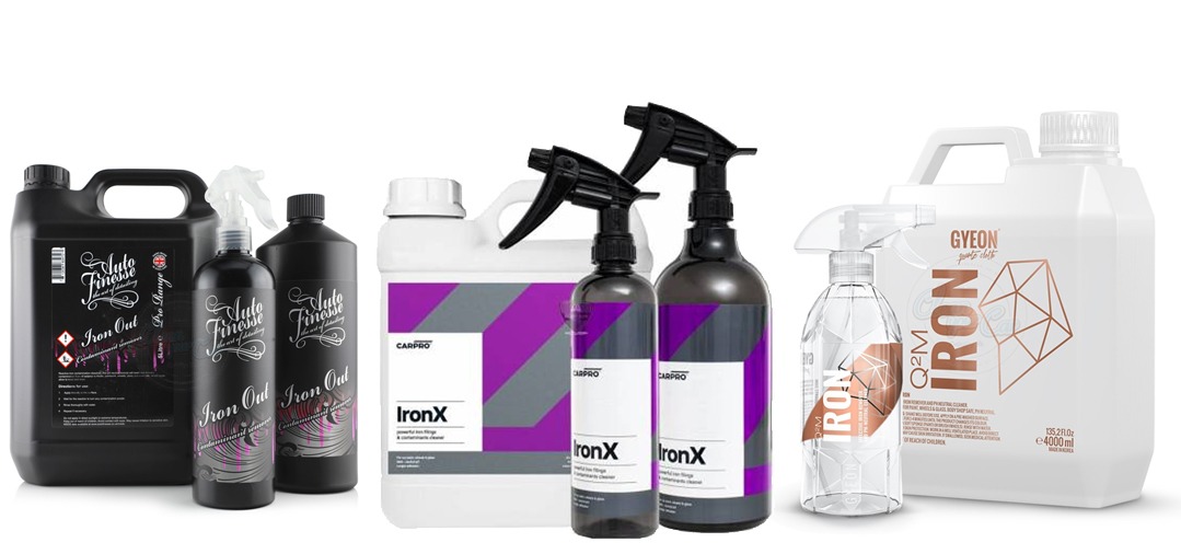 Carpro, Autofiness et Gyeon proposent différents formats pour leurs dissolvants ferreux. Parfait si vous faites souvent des detailings.