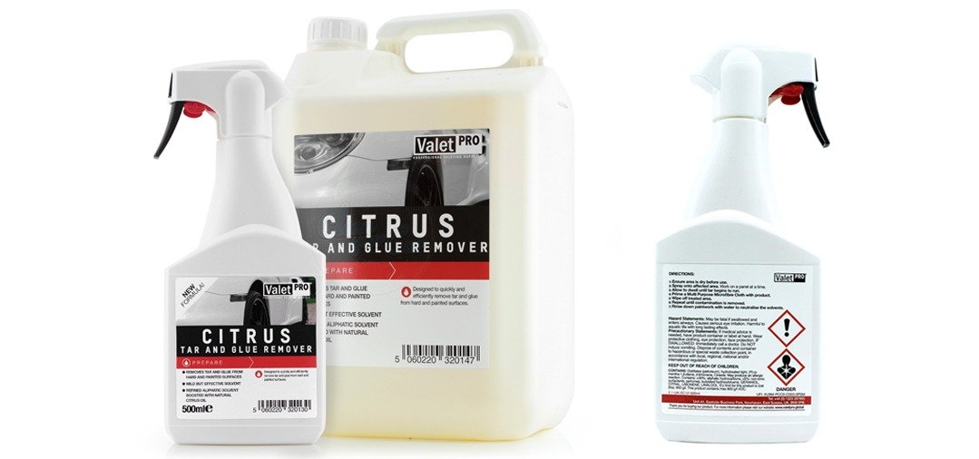 Le Valet Pro Citrus Tar & Glue Remover est un produit dégoudronnant pour les jantes et la carrosserie