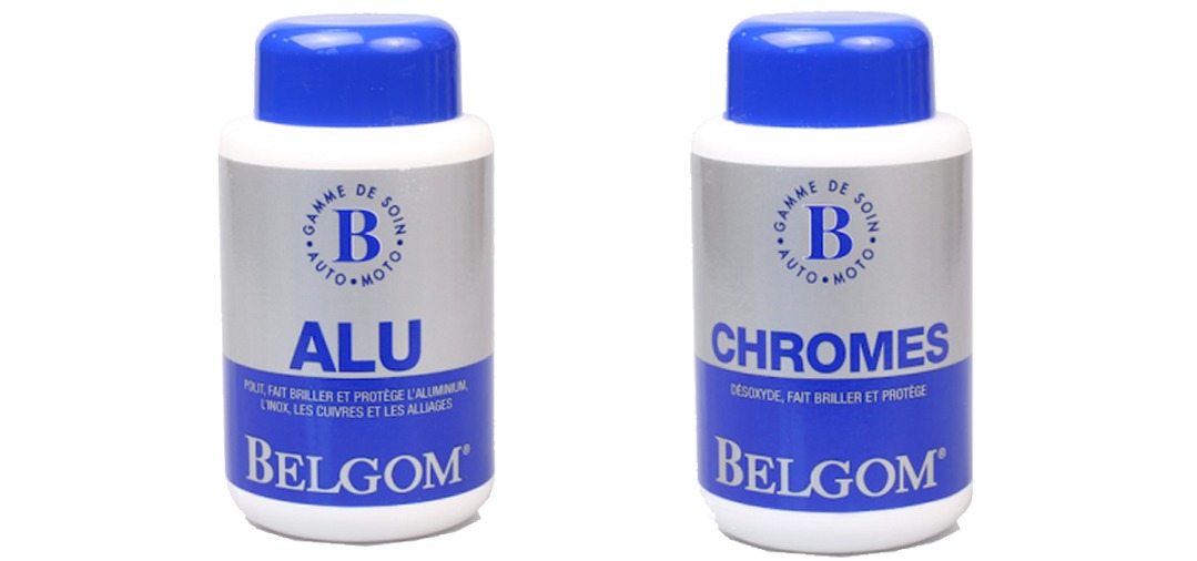 Lot Promo BELGOM - Nettoyant Chrome 250ml + Nettoyant Alu 250ml - Pour Pièces Automobiles, Motos, Collection