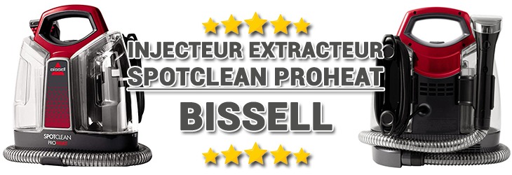 BISSELL SpotClean ProHeat - Détachant Portable Spécial Moquette /  Tapisserie / Intérieur de Voiture - 330W - Pulvériser, Récurer et Aspirer -  Idéal