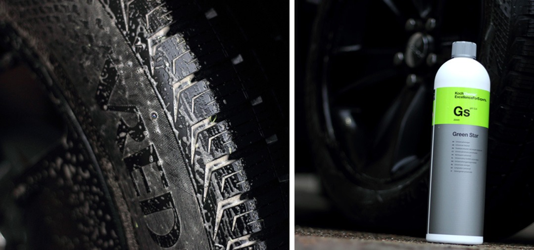 Le GS de Koch Chemie offre un bon pouvoir nettoyant sur le flanc des pneus, parfait pour poser un brillant pneu par la suite